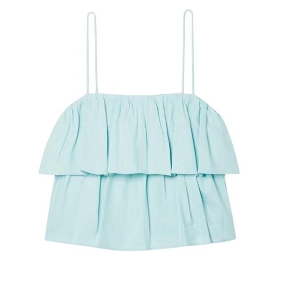 ALICE + OLIVIA Marylynn cropped tiered linen blend top size 8 - Picture 1 of 6